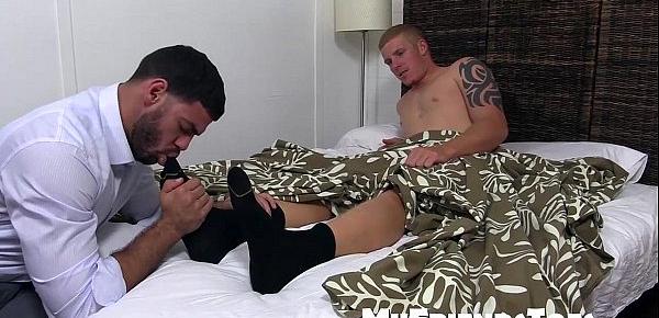  Hot and horny Ricky Larkin worships Conrad feet while in bed